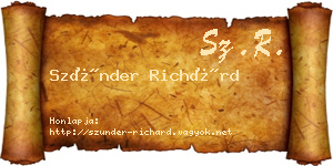 Szünder Richárd névjegykártya